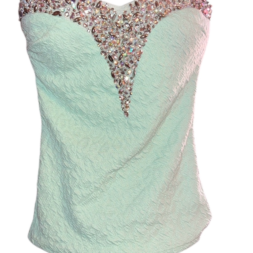 JANICE Embellished Mint Green Women's Top
